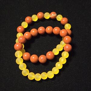 Vibrant Brown and Yellow Beaded Bracelet Set